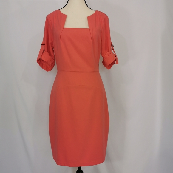 BCBGMaxAzria Anouk Coral Sheath Dress - Sz 6 - Picture 2 of 10